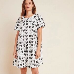 Anthropologie Porridge All Heart Dress Black White Print XS